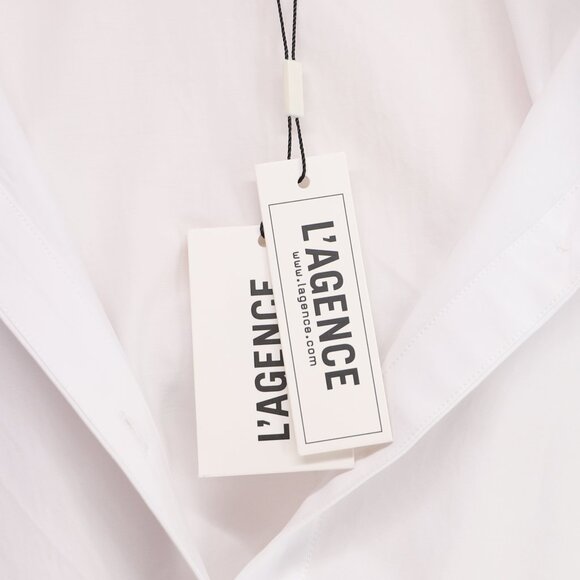 NWT L'AGENCE Levo Lace Trim Cropped Boxy Shirt in White Size S - Picture 11 of 12
